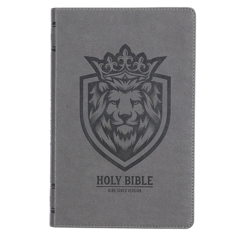 KJV Charcoal Gray Lion Faux Leather Gift Bible KJV234
