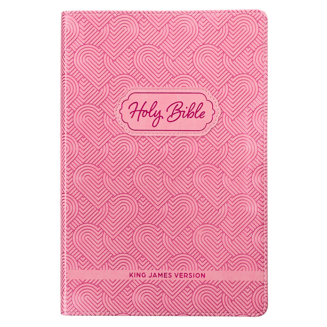 KJV Blossom Pink Heart Faux Leather Children's Bible KJV238