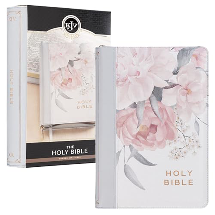 KJV Holy Bible Gray and Pink Floral KJV251