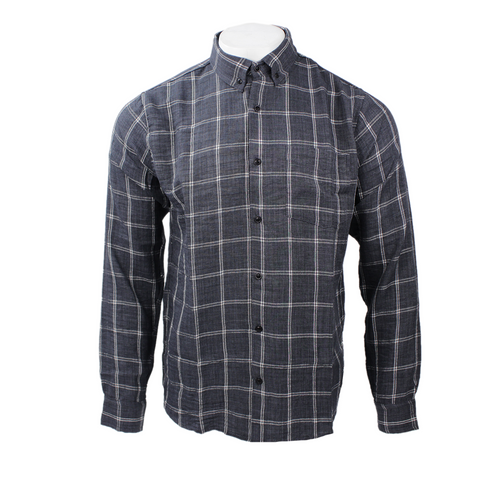 Trendy Life men's long-sleeve check shirt in charcoal gray