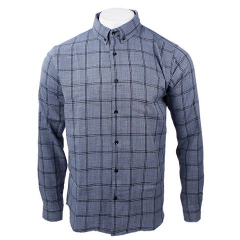 Trendy Life men's long-sleeve check shirt in blue
