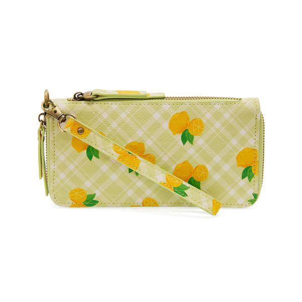 Lime Plaid Lemons Chloe Printed Zip-Around Wristlet