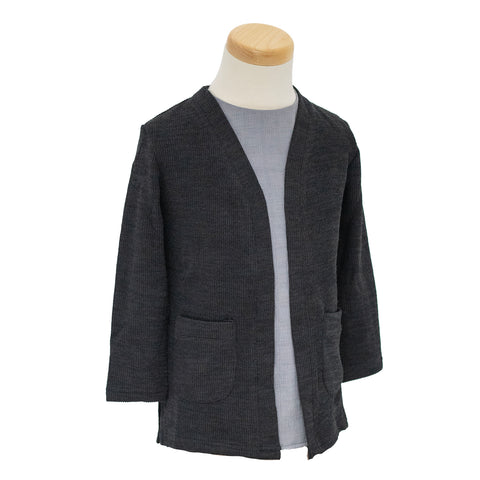 black, Girls' Open Front Ribbed Cardigan LA8401