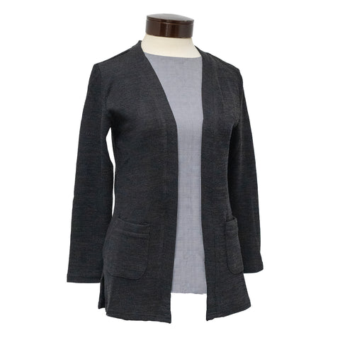 black, Women's Open Front Ribbed Cardigan LA8401