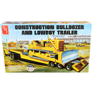 bulldozer and lowboy trailer