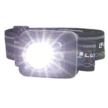 LuxPro Multi-Color Rechargeable Headlamp showing Spotlight mode