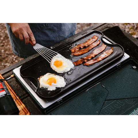 Cooking eggs & bacon on Lodge Cast Iron Pro-Grid Reversible Griddle/Grill