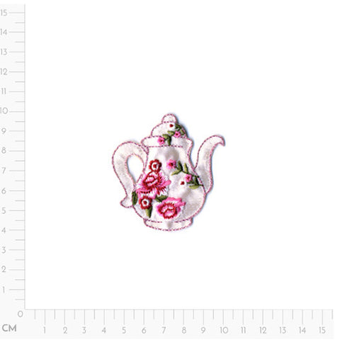 pink teapot, Tea Applique M15356