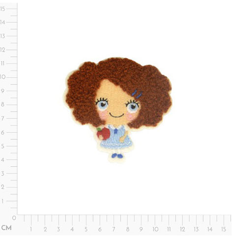 girl with blue dress, Curly Haired Girl Applique M16208