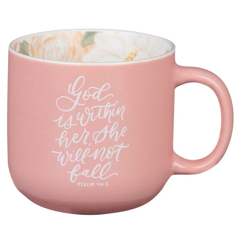 God is Within Her Pink Floral Coffee Mug MUG127