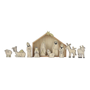 30 PCS Bamboo Child Woodsy Decor Nativity Craft Holiday Buttons