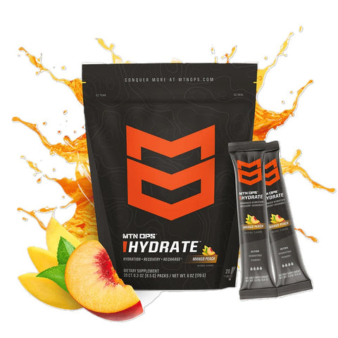 MTN OPS Hydrate energy drink mix in mango peach