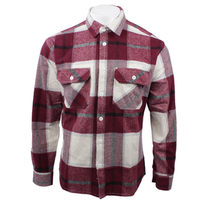 Trendy Life men's brawny flannel shirt in white & maroon plaid