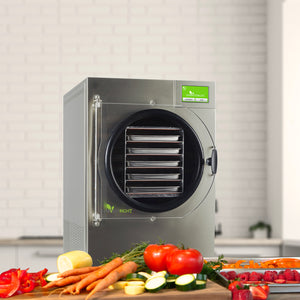 Harvest Right Home Pro Medium Freeze Dryer in stainless steel, showing it with vegetables on a counter