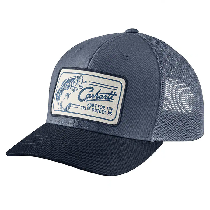 Men's Canvas Mesh-Back Fish Patch Cap 106788