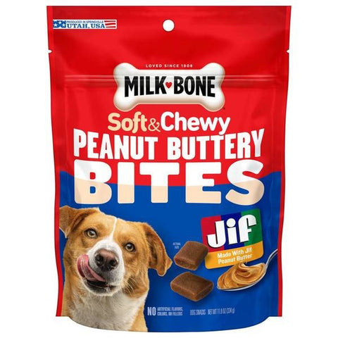 Peanut Buttery Bites Soft Dog Treats with Jif Peanut Butter 11.8 oz Bag