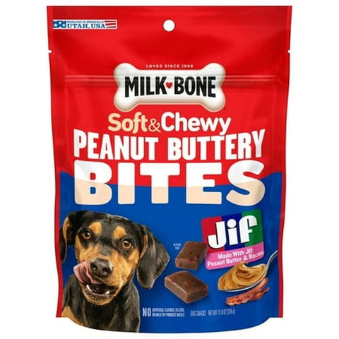 Peanut Buttery Bites Soft Dog Treats with Real Peanut Butter & Bacon 11.8 oz Bag