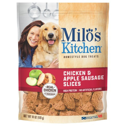 Milo�s Kitchen Chicken & Apple Sausage Slices Dog Treats 18 oz Bag