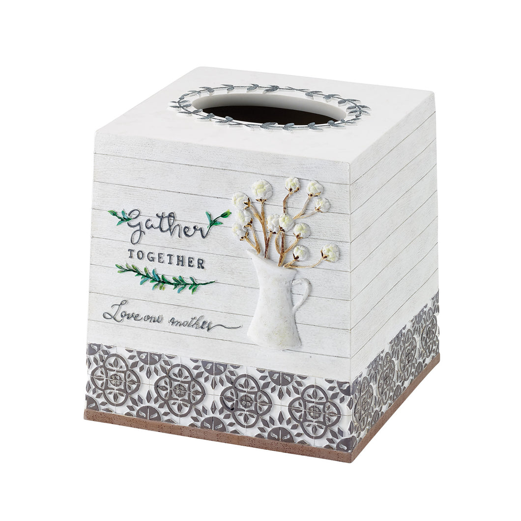  Compass White Tissue Box Cover PU Leather Rectangle