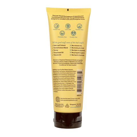 The Naked Bee Orange Blossom Honey Sulfate Free Shampoo showing back of package