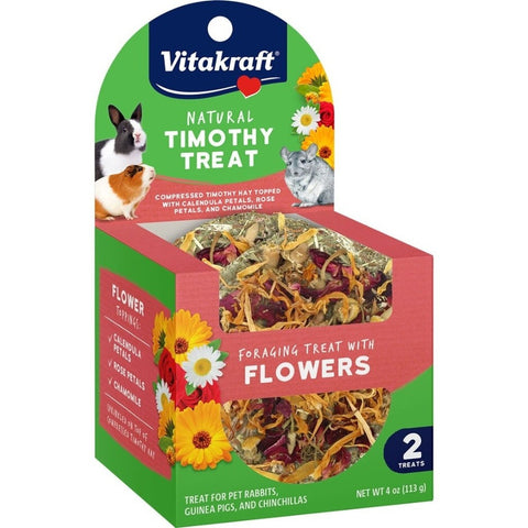 Natural Timothy Treat with Flowers Small Animal - Flowers - 4 oz - Pack of 2