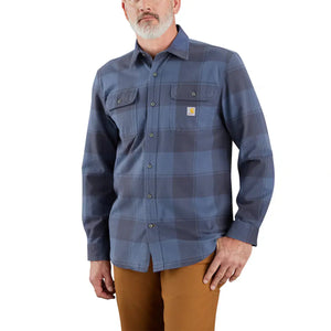 navy, Men's Big and Tall Loose Fit Heavyweight Flannel Long-Sleeve Plaid Shirt 106356