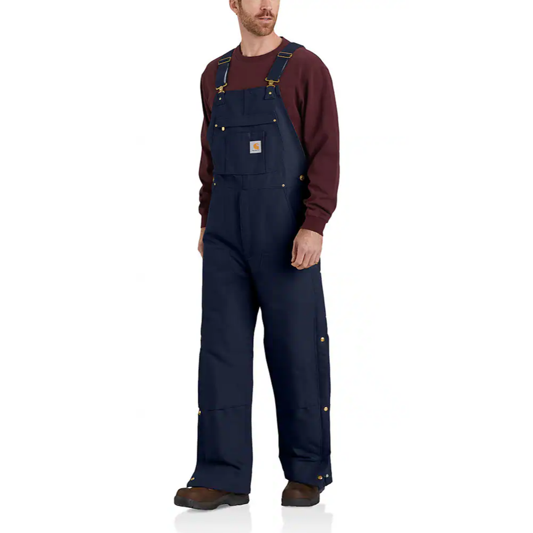 Navy Men's Loose Fit Firm Duck Insulated Bib Overall 104393