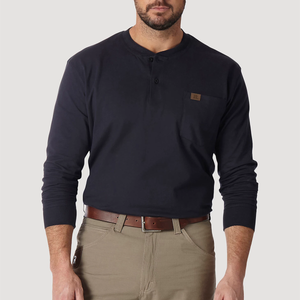 Navy Men's Riggs Workwear Long Sleeve Solid Henley 3W750
