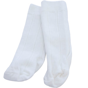 White Newborn knee-high baby socks