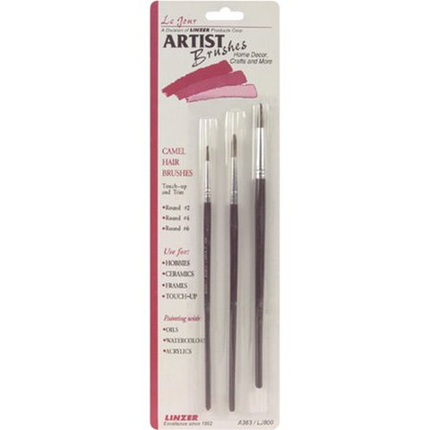 No. 2, 4, 6 Professional Grade Brush Set Camel Hair 3 Piece