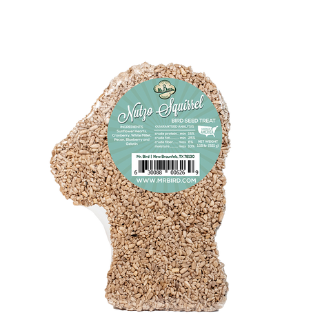Mr. Bird Nutzo Squirrel Seed Cake showing label on back of package