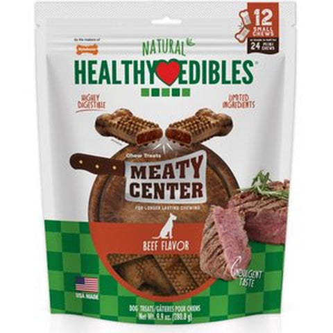 Healthy Edibles Meaty Center All-Natural Long Lasting Chew Treats Beef Small (12 Count)