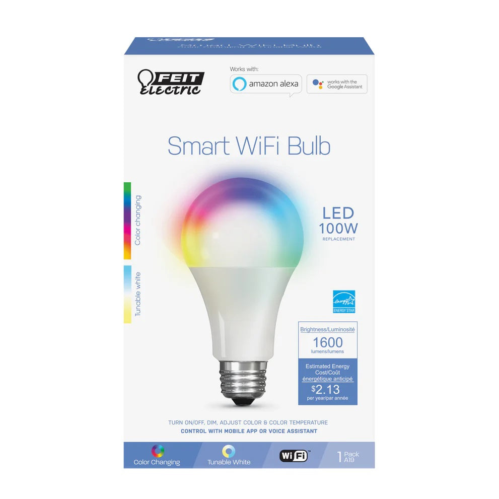 100W Color-Changing LED Smart WiFi Bulb OM100/RGBWCA/AG