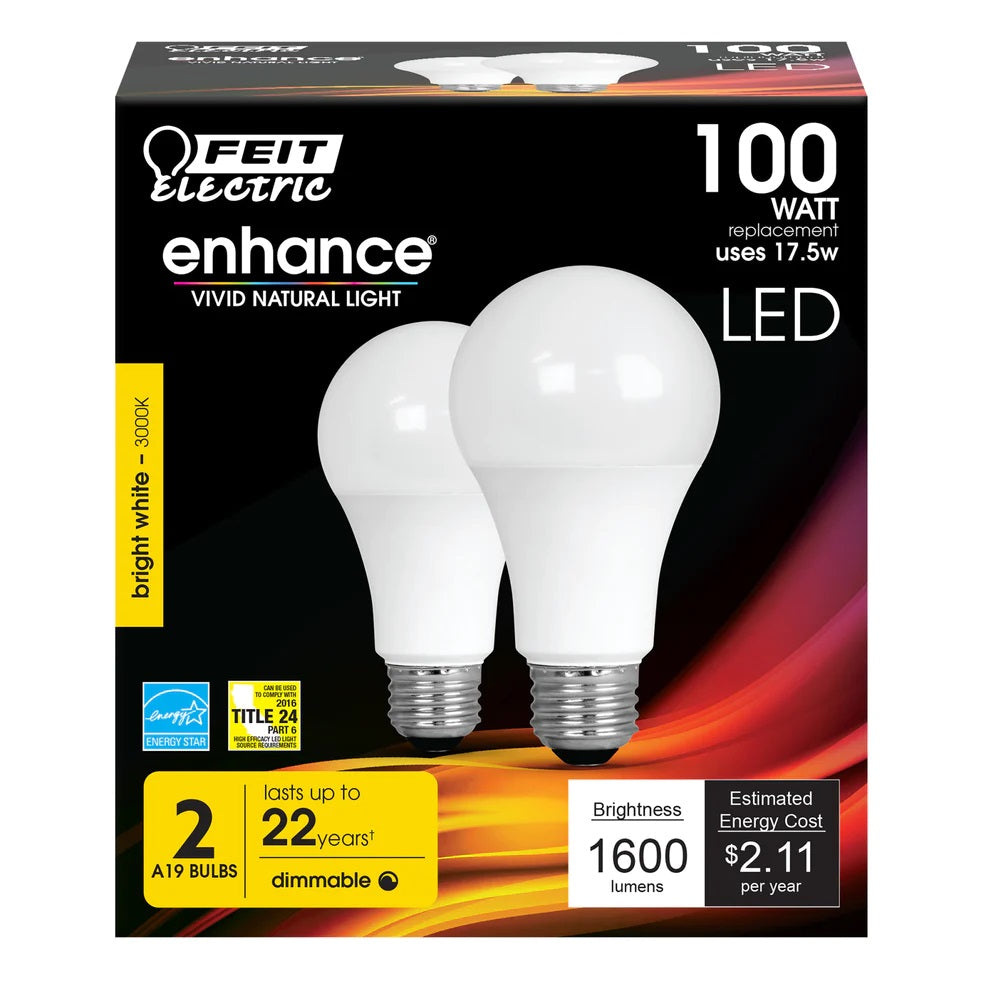 Soft White 2-Pack 100W Enhance LED Light Bulbs OM100DM/9