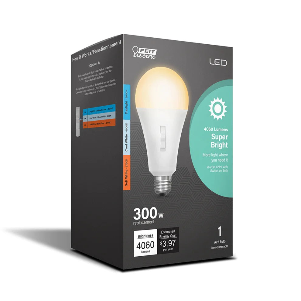 300W Color Selectable 4060 Lumens Super Bright LED Light Bulb OM300/3CCT/LEDI