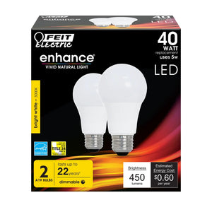 Bright White 2-Pack 40W Enhance LED Light Bulbs OM408