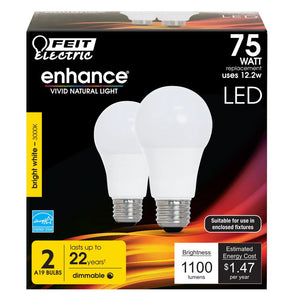 Bright White 2-Pack 75W Enhance LED Light Bulbs OM75DM/9