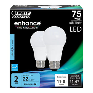 Daylight 2-Pack 75W Enhance LED Light Bulbs OM75DM/9