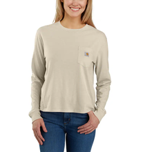 Oatmilk Women's Long-Sleeve Crewneck Pocket T-Shirt 106121