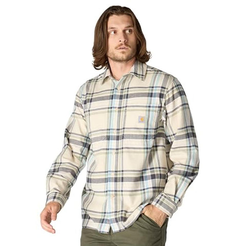 Oatmilk Men's Rugged Flex Long-Sleeve Plaid Shirt 107010