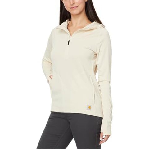 Oatmilk Women's Relaxed Fit Half-Zip Hooded T-Shirt 106456