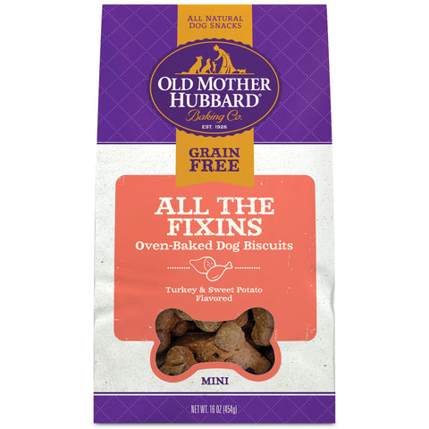 All the Fixins Grain Free Biscuits Baked Dog Treats Mini, 16 Ounce Bag