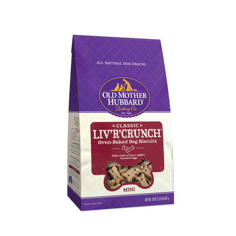 Liv R Crunch Dog Biscuits Natural Training Treats Chicken Liver Mini Size (20 oz)