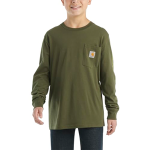 Olive Boys' Long-Sleeve Pocket T-Shirt CA6596