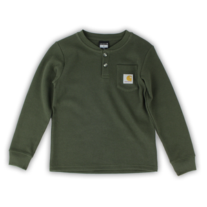 Olive Boys' Long-Sleeve Henley Pocket T-Shirt CA6614