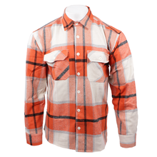 Trendy Life men's brawny flannel shirt in white & orange plaid