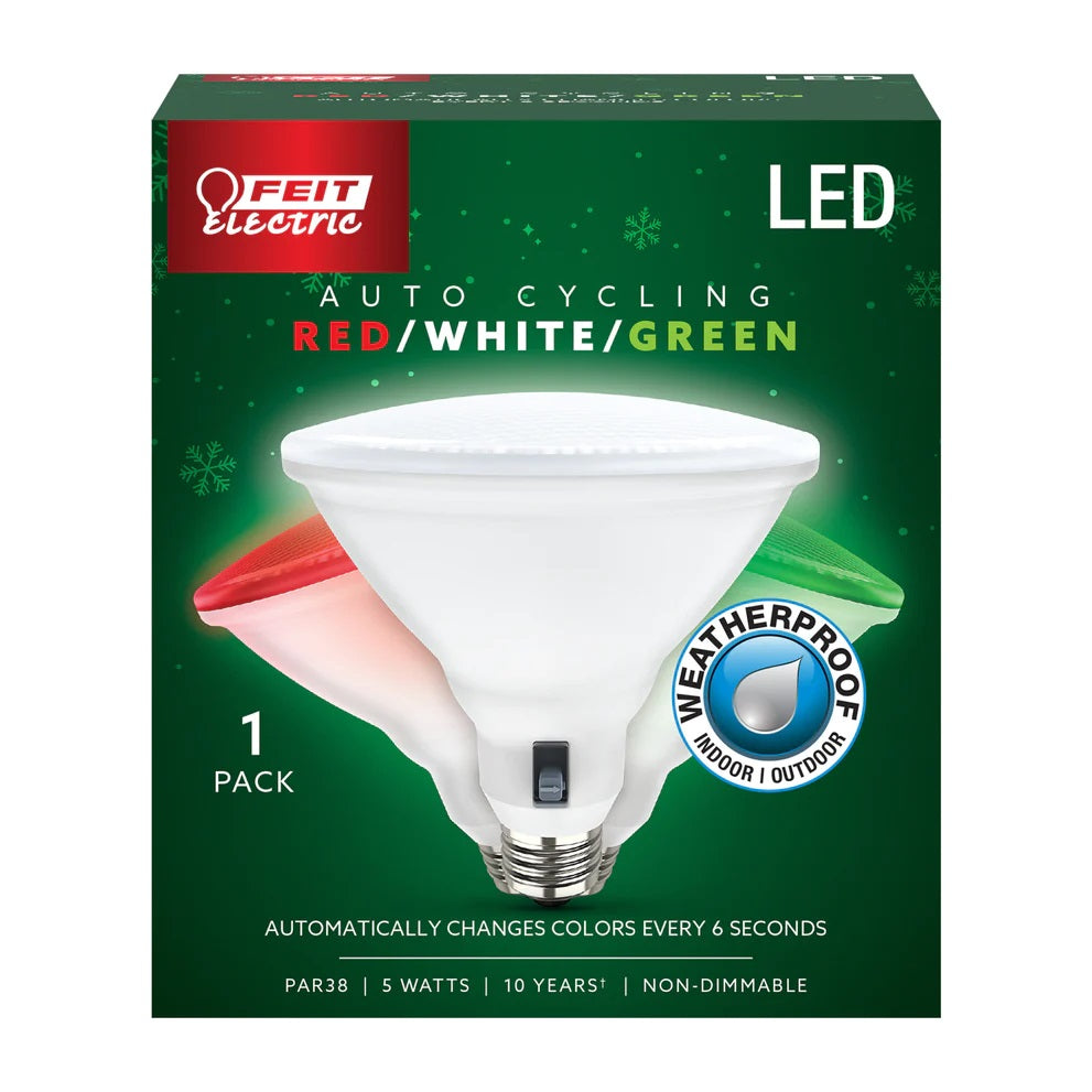 Red Green White PAR38 Reflector LED Light Bulb PAR38/RGW/CA