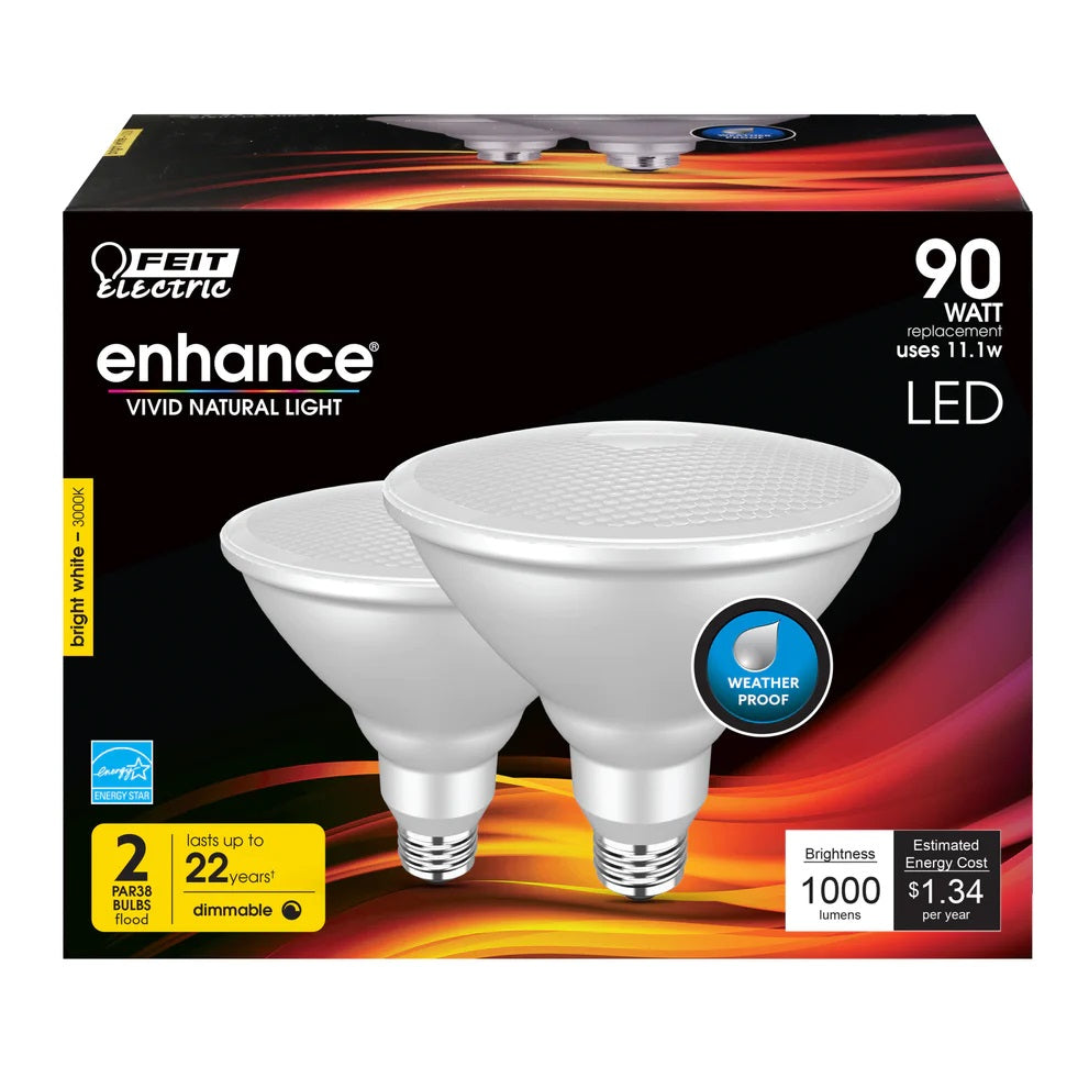 Bright White 2-Pack 90W PAR38 Enhance Reflector LED Light Bulbs PAR38DM/9