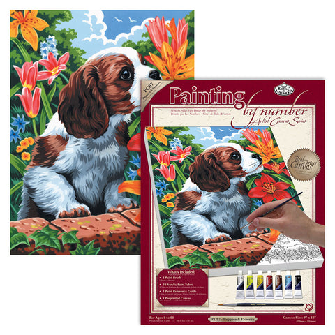 Painting by Number Puppy & Flowers PCS-7