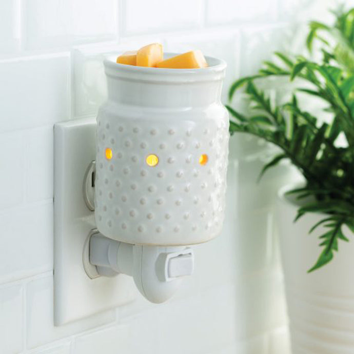 White Hobnail Pluggable Fragrance Warmer Vertical Outlet